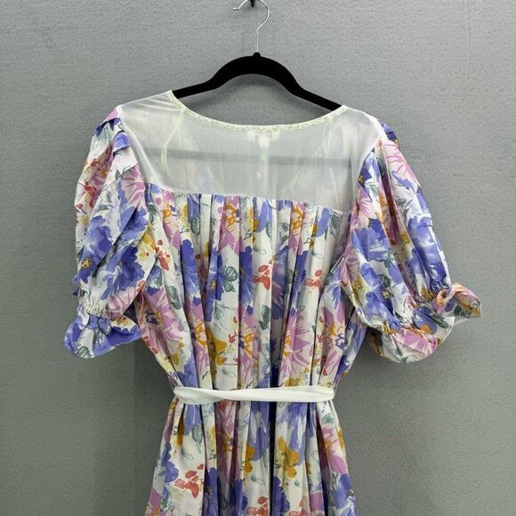 NWT Umgee Women's Multicolor Floral Puff Sleeve Pleated Ruffle Mini Dress Small - Picture 7 of 10
